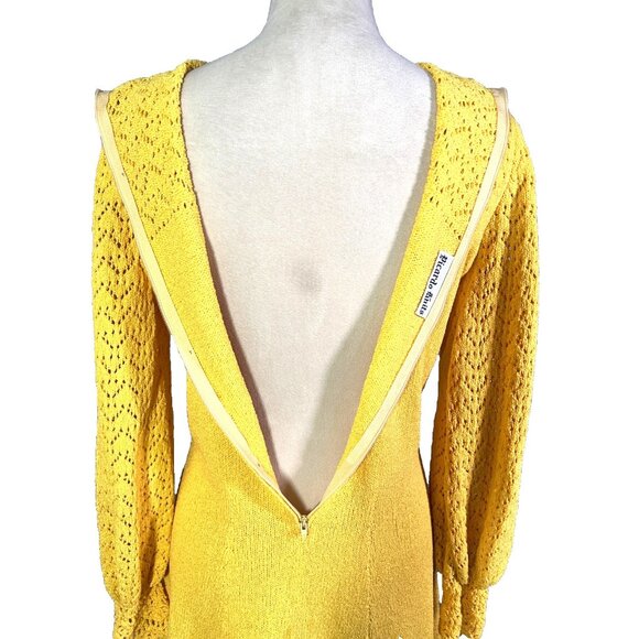 Vintage 70’s Picardo Knits Sunny Yellow Long Sleeve Heavyweight Crotchet Dress - Picture 9 of 10